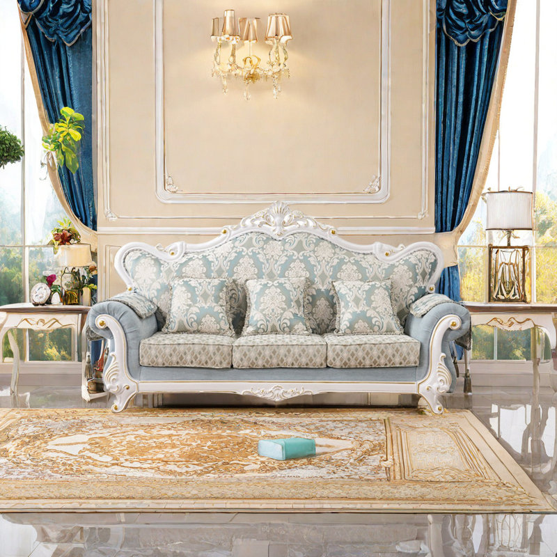 European fabric high grade luxury solid wood sofa